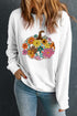 Floral Pumpkin Graphic Crew Neck Pullover Sweatshirt