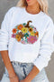 Floral Pumpkin Graphic Crew Neck Pullover Sweatshirt