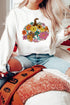 Floral Pumpkin Graphic Crew Neck Pullover Sweatshirt