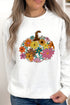 Floral Pumpkin Graphic Crew Neck Pullover Sweatshirt