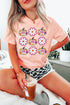Floral Pumpkin Graphic Crew Neck Short Sleeve Holiday Shirt