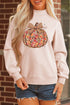 Floral Pumpkin Graphic Mock Neck Oversized Statement Sweatshirt