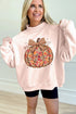 Floral Pumpkin Graphic Mock Neck Oversized Statement Sweatshirt