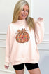 Floral Pumpkin Graphic Mock Neck Oversized Statement Sweatshirt
