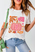 Floral Pumpkin Graphic Print Crewneck Short Sleeve Tee