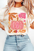 Floral Pumpkin Graphic Print Crewneck Short Sleeve Tee