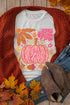 Floral Pumpkin Graphic Print Crewneck Short Sleeve Tee