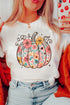 Floral Pumpkin Graphic Print Short Sleeve Cotton Blend Tee
