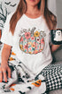 Floral Pumpkin Graphic Print Short Sleeve Cotton Blend Tee