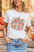 Floral Pumpkin Graphic Print Short Sleeve Cotton Blend Tee