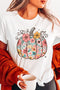 Floral Pumpkin Graphic Print Short Sleeve Cotton Blend Tee
