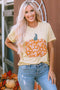 Floral Pumpkin Graphic Print Short Sleeve Crew Neck Tee