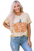 Floral Pumpkin Graphic Print Short Sleeve Crew Neck Tee