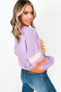 Floral Pumpkin Graphic Varsity Sleeve Pullover Sweatshirt