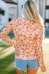 Floral Ribbed Knit Long Sleeve Crew Neck Top