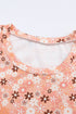 Floral Ribbed Knit Long Sleeve Crew Neck Top