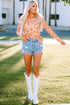 Floral Ribbed Knit Long Sleeve Crew Neck Top