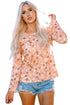 Floral Ribbed Knit Long Sleeve Crew Neck Top