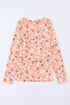 Floral Ribbed Knit Long Sleeve Crew Neck Top