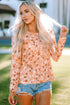 Floral Ribbed Knit Long Sleeve Crew Neck Top