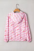 Floral Ribbon Print Quarter Zip Hooded Windbreaker