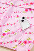 Floral Ribbon Print Quarter Zip Hooded Windbreaker