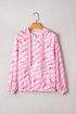 Floral Ribbon Print Quarter Zip Hooded Windbreaker