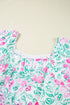 Floral Rick Rack Trim Puff Sleeve Plus Size Mini Dress