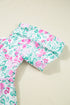 Floral Rick Rack Trim Puff Sleeve Plus Size Mini Dress