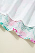 Floral Rick Rack Trim Puff Sleeve Plus Size Mini Dress