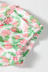 Floral Ricrac Trim Short Puff Sleeve A Line Mini Dress