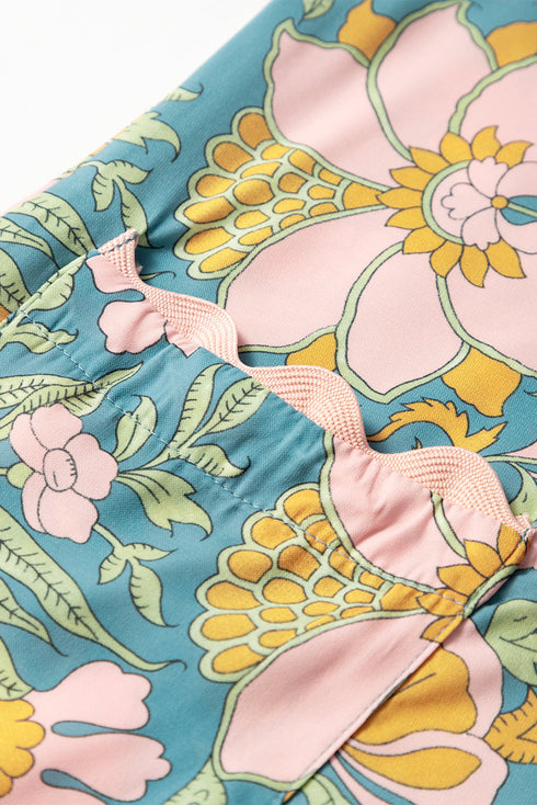 Floral Ricrac Trim V Neck Shift Mini Tank Dress