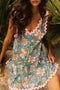 Floral Ricrac Trim V Neck Shift Mini Tank Dress