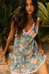 Floral Ricrac Trim V Neck Shift Mini Tank Dress