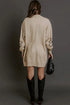 Floral Round Neck Puff Sleeve Shift Sweater Dress