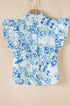 Floral Ruffle Detail High Neck Woven Blouse