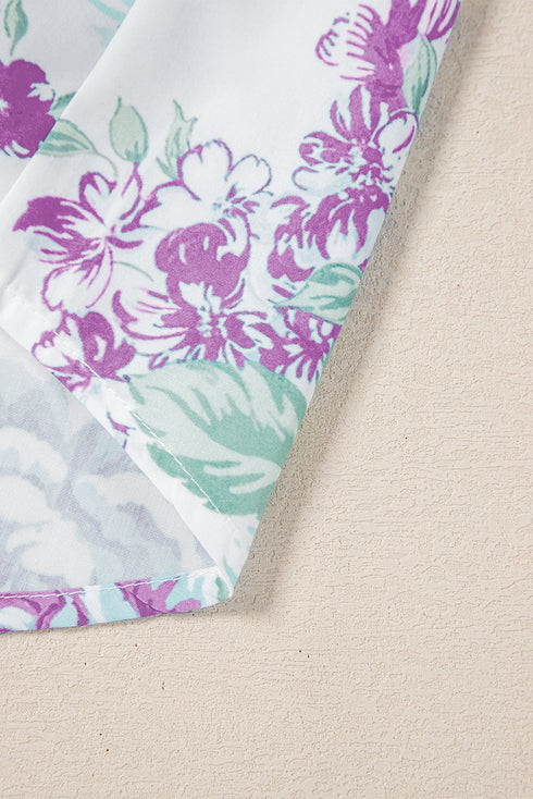 Floral Ruffle Detail High Neck Woven Blouse