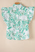 Floral Ruffle Detail High Neck Woven Blouse
