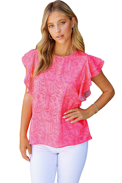 Floral Ruffle Short Sleeve Tee