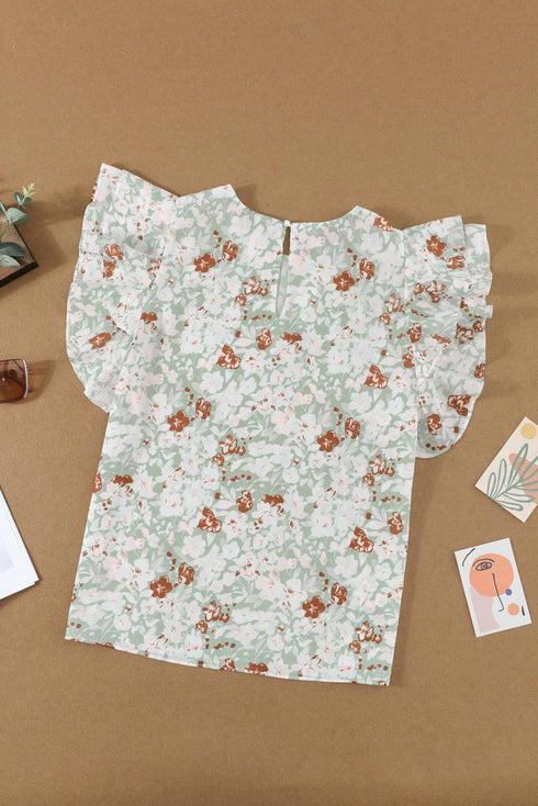 Floral Ruffle Short Sleeve Tee