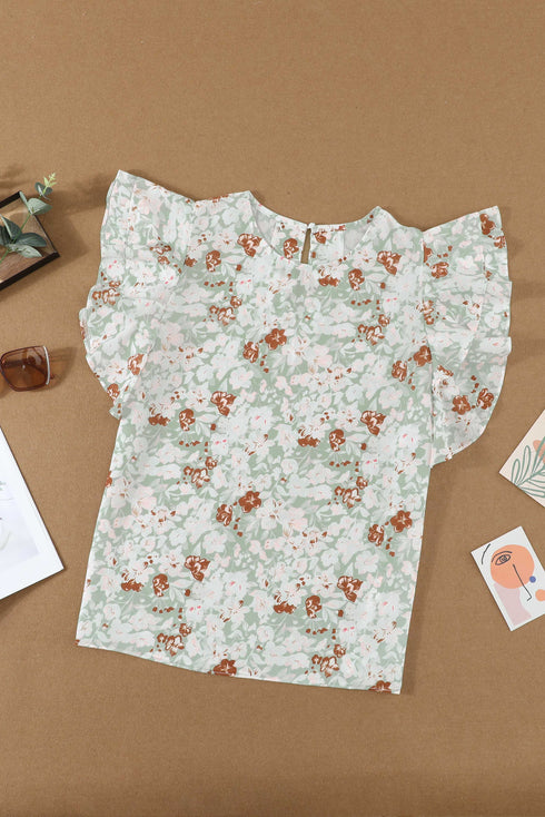 Floral Ruffle Short Sleeve Tee