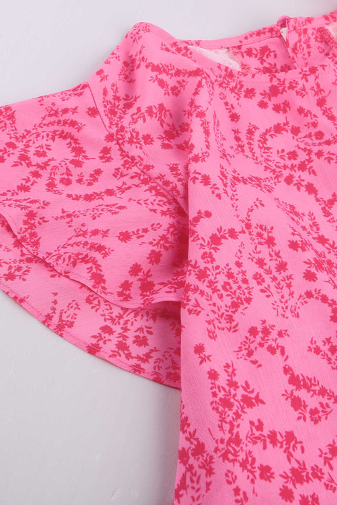 Floral Ruffle Short Sleeve Tee