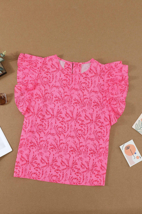 Floral Ruffle Short Sleeve Tee