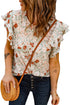Floral Ruffle Short Sleeve Tee