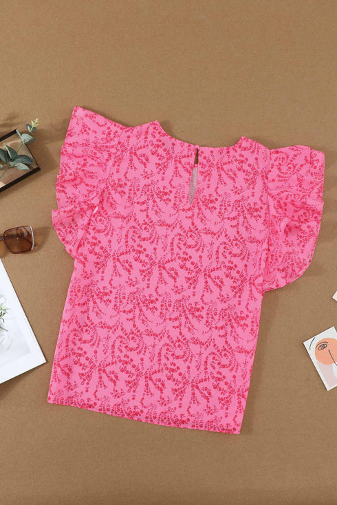 Floral Ruffle Short Sleeve Tee