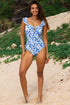 Floral Ruffle Strap Keyhole Tie Front One Piece Swimsuit