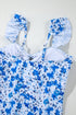 Floral Ruffle Strap Keyhole Tie Front One Piece Swimsuit