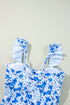 Floral Ruffle Strap Keyhole Tie Front One Piece Swimsuit