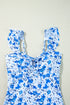 Floral Ruffle Strap Keyhole Tie Front One Piece Swimsuit