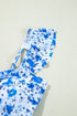 Floral Ruffle Strap Keyhole Tie Front One Piece Swimsuit